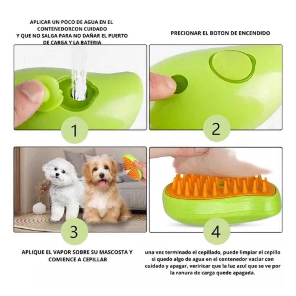 Cepillo de Vapor "Spa 3 en 1": Elimina Pelos, Limpia y Masajea 🐱✨